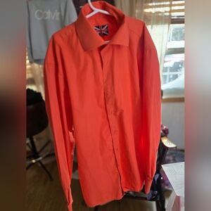 Soul Of London Womens Coral Button Down Dress Shirt Small 19in P2P